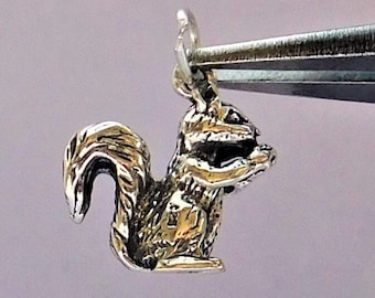 Sterling Silver Realistic, 3D Squirrel Charm 15 x 12.5 mm