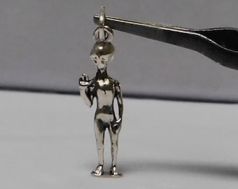 Sterling Silver 3D Alien Charm