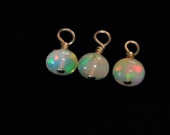 High Quality Opal Rondelle Beads with Solid 14 k gold Connector Bead size 6 mm