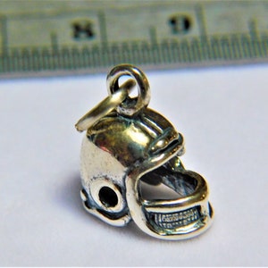 Sterling Silver 3D Football Helmet Charm 12 x 12 mm