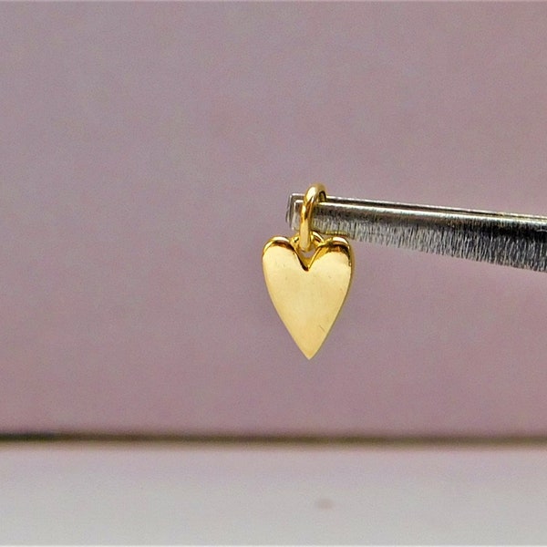 Super Tiny 14k Gold over Sterling Silver Heart Charm 6 x 5 mm