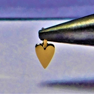 Tiny 14k Solid Gold Heart Charm 6 x 4.5 mm Hanging Length 9.5 mm