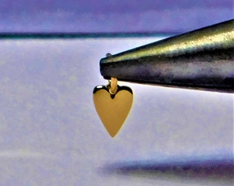 Tiny 14k Solid Gold Heart Charm 6 x 4.5 mm Hanging Length 9.5 mm
