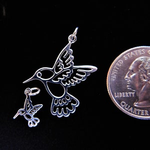 Sterling Silver Hummingbird Charms - Two sizes