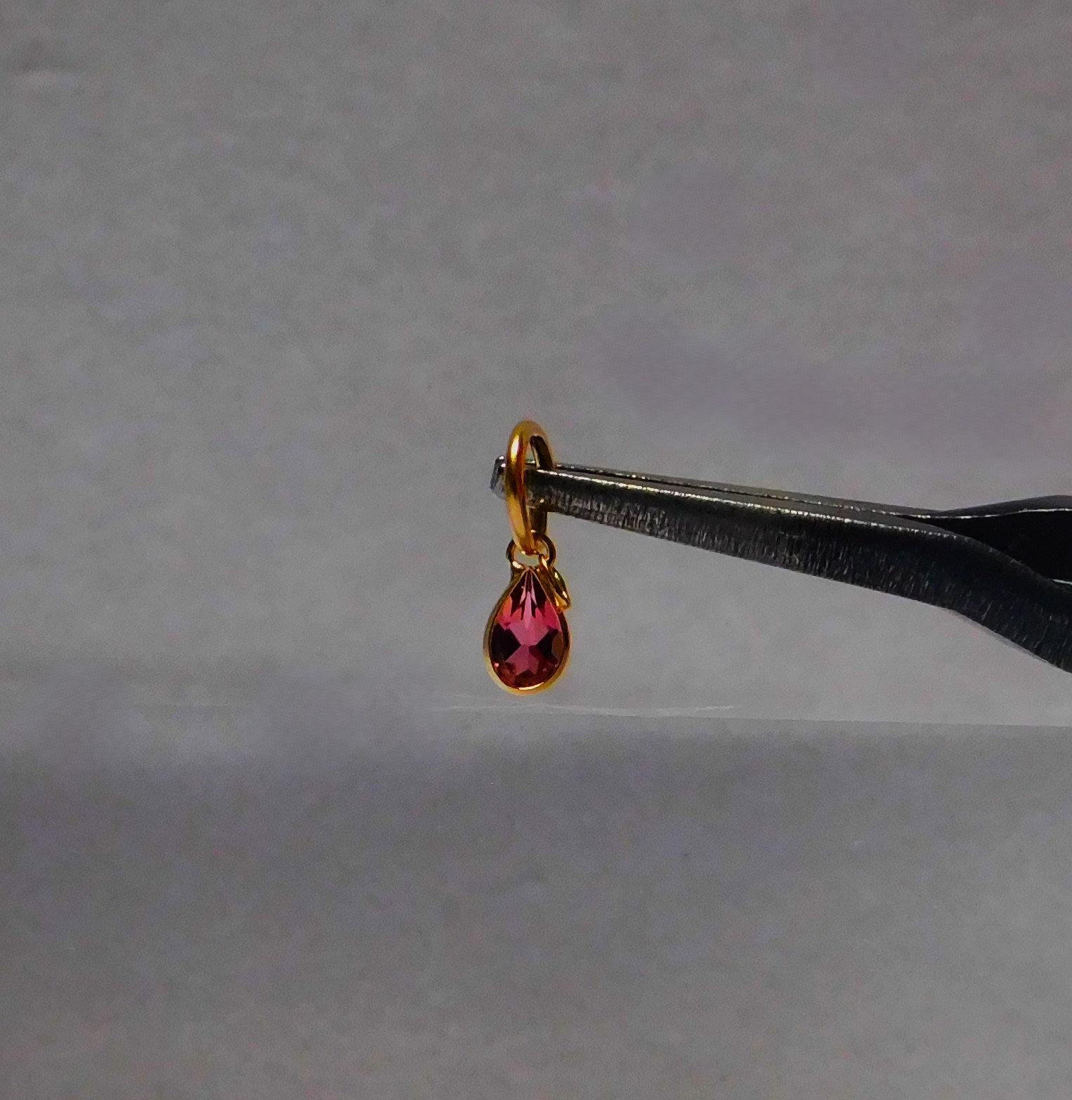 14k Solid Gold Drop Shaped Genuine, Natural, Pink Tourmaline Charm - Etsy