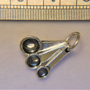 Sterling Silver 3D Measuring Spoons Individualized Charm 17 x 6 mm