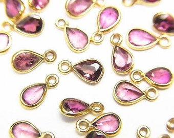 14k Solid Gold AAA Pink Tourmaline Drop, Faceted Charm with a 14k Solid Gold Jump (not shown in photo) 4 x 3 mm