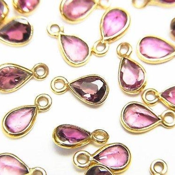 14k Solid Gold AAA Pink Tourmaline Drop, Faceted Charm with a 14k Solid Gold Jump (not shown in photo) 4 x 3 mm