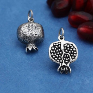 Sterling Silver half of a Pomegranate Charm 19 x 12 mm