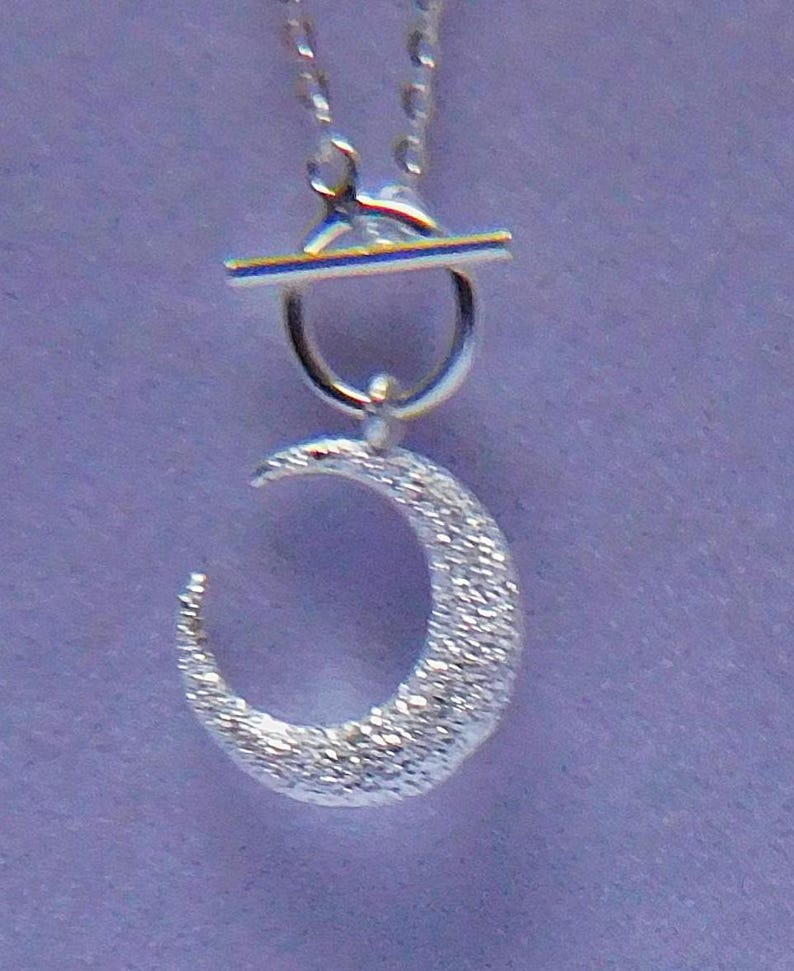 Sterling Silver Crescent Moon Pendant - Etsy