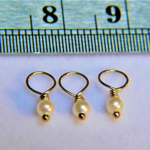 14k Solid Gold and AAA Freshwater Pearl Charm 3 mm in diameter Quantity 3 charms for purchase price