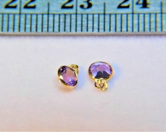 14k Solid Yellow Gold Tiny Charm with Amethyst Stone 4 mm
