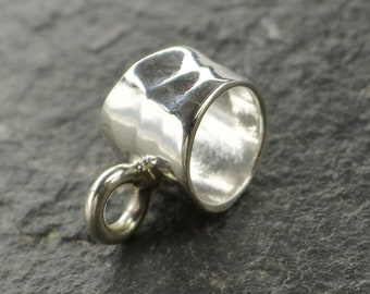 Sterling Silver Jewelry Bail Hammered Slider 9 x 6 mm