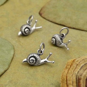 Sterling Silver Snail Charm 10 x 14 mm image 1