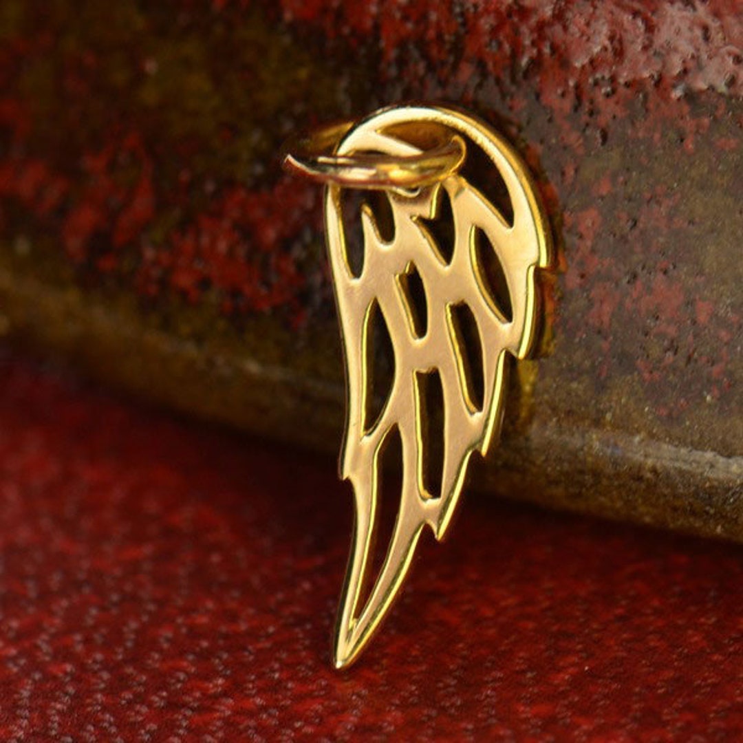 14 K Solid Gold Tiny Angel Wing Charm 18 X 6 Mm. Etsy