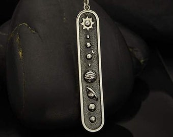 Sterling Silver Solar System Pendant 47 x 8 mm