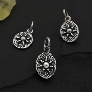 Sterling Silver Sun on Oval Charm 17 x 9 mm