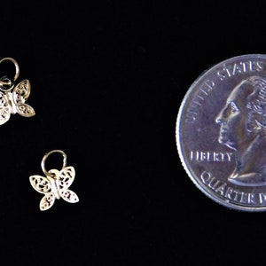 Tiny 14 k Solid Gold Filigree Butterfly charm