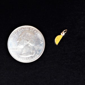 14 k Solid Gold Lemon Slice with enamel Charm. Jump Ring Included. 10 x 5 mm