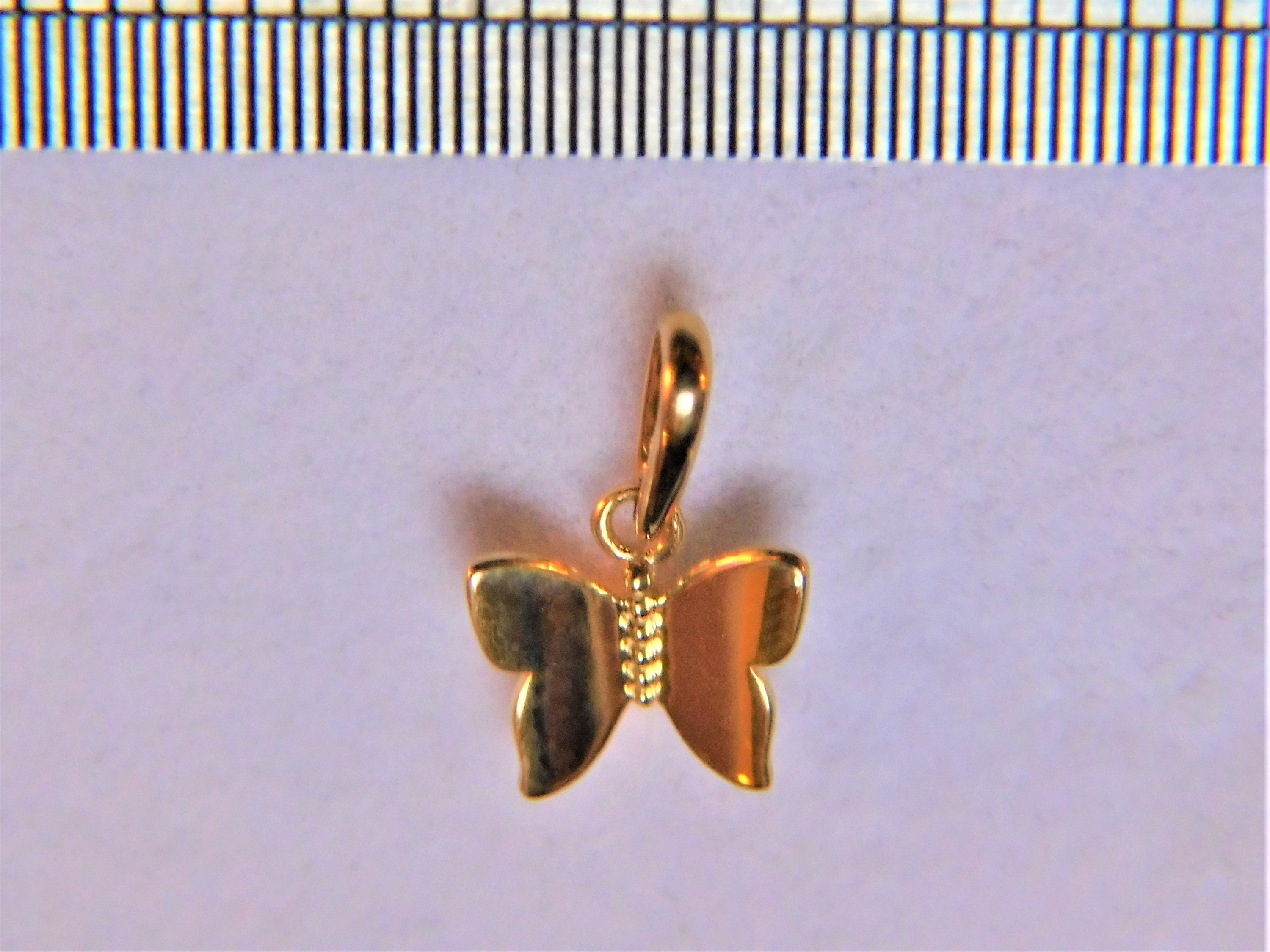 Super Tiny 14k Solid Gold Butterfly Charm 6.3 X 7.3 Mm Etsy