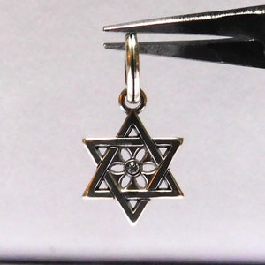 May include: A silver charm in the shape of a Star of David with a small clear rhinestone in the center.