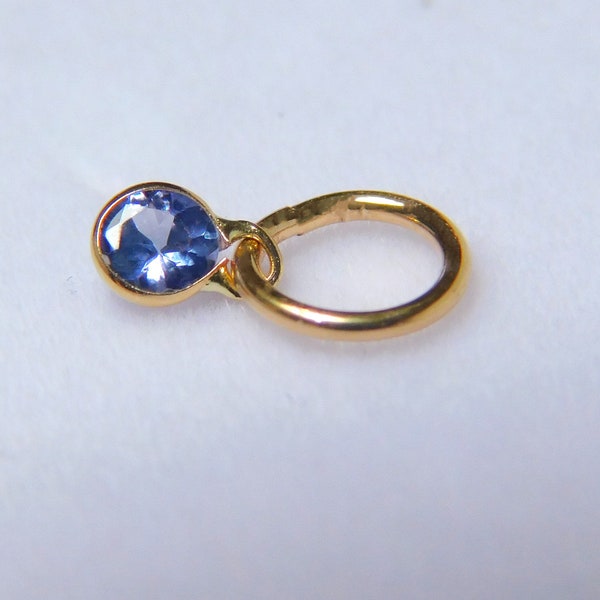 Tiny 14k Solid Gold Tanzanite charm 3 mm