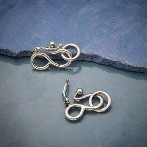 Sterling Silver Hook and Eye Clasp with Safety Catch 17 x 9 mm