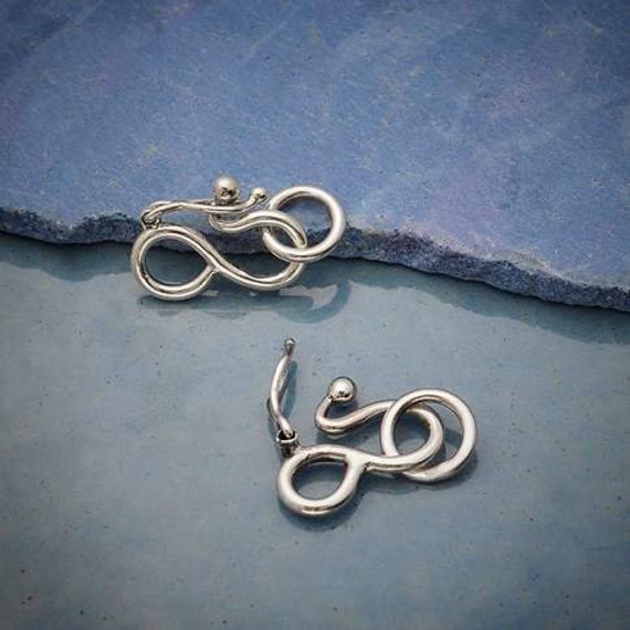 Sterling Silver Hook and Eye Clasp With Safety Catch 17 X 9 Mm 