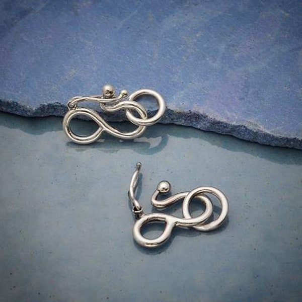 Sterling Silver Hook and Eye Clasp with Safety Catch 17 x 9 mm