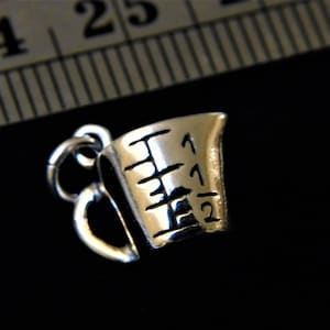 Tiny 3D Sterling Silver Measuring Cup Charm 8 x 7.5 mm