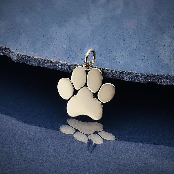 Sterling Silver Large Paw Print Pendant 19 x 16 mm