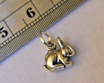 Super Tiny 3D Sterling Silver Bunny Charm  8.5 x 10.5 mm