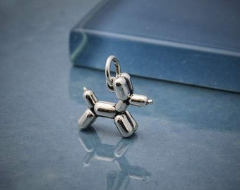 Sterling silver balloon dog charm 13 mm x 4 mm (includes 5 mm soldered jump ring)