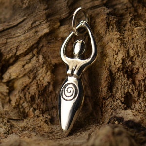 Sterling Silver Fertility Goddess Moon Goddess Charm 23 x 7 mm