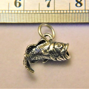 3-D Large Mouth Bass Charm Sterling Silver 3-D Large Mouth Bass Charm Sterling Silver