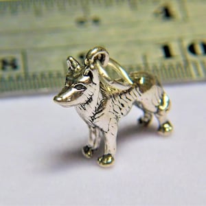 Sterling Silver Standing 3D Husky Dog Charm 14 x 14 mm