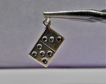 Sterling Silver Domino's Tile Charm (2 sided) 21 x 8 mm