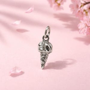 Colgante de plata de ley con forma de cono de helado en 3D, 16,8 x 6,4 mm