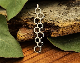 Sterling Silver Honeycomb Pendant 39 x 7 mm