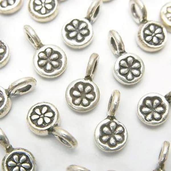 Karen Hill Tribe Silver Flower Patterned Coin Charm