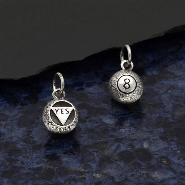 Sterling Silver 3D Magic Eight Ball Charm 13 x 8 mm