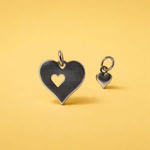 Sterling Silver Two Piece Heart Charm