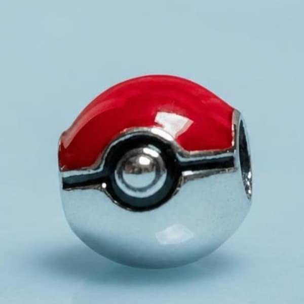 Sterling Silver and Emamel Pokemon Ball Charm