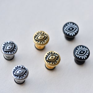 Stainless steel earrings eye earrings circle earrings geometry earrings screw back stud earrings Mens earrings Punk gift by Dark Dream