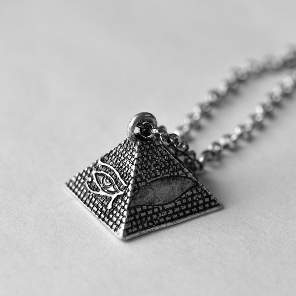 Mens pyramid necklace EYE OF HORUS necklace pendant Mens necklace Punk gift by Dark Dream Jewellery