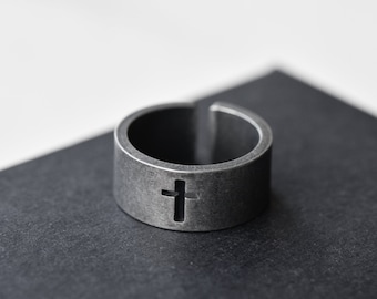 Stainless Steel Cross Ring Band - Punk Jewelry Gift