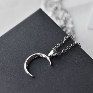 Mens crescent necklace moon necklace pendant Mens necklace Punk gift by Dark Dream Jewellery