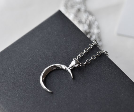 Mens Crescent Necklace Moon Necklace 