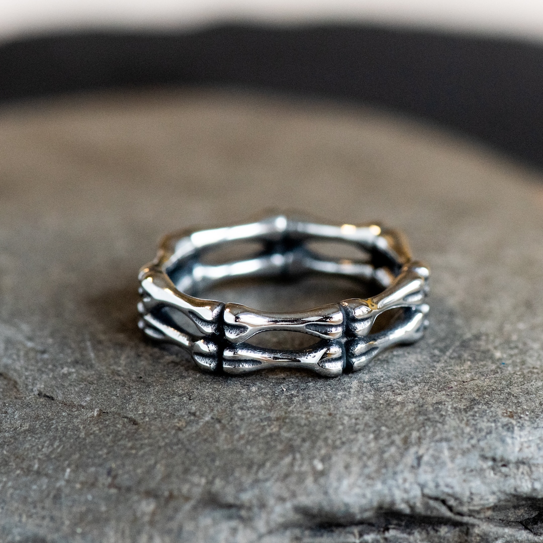 Stainless Steel Bones Ring – Punk Band Ring, Mens Jewelry - Etsy