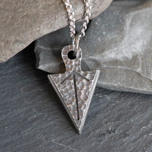 Stainless Steel Hammered Viking Arrow Pendant Neceklace Mens Necklace Gift
